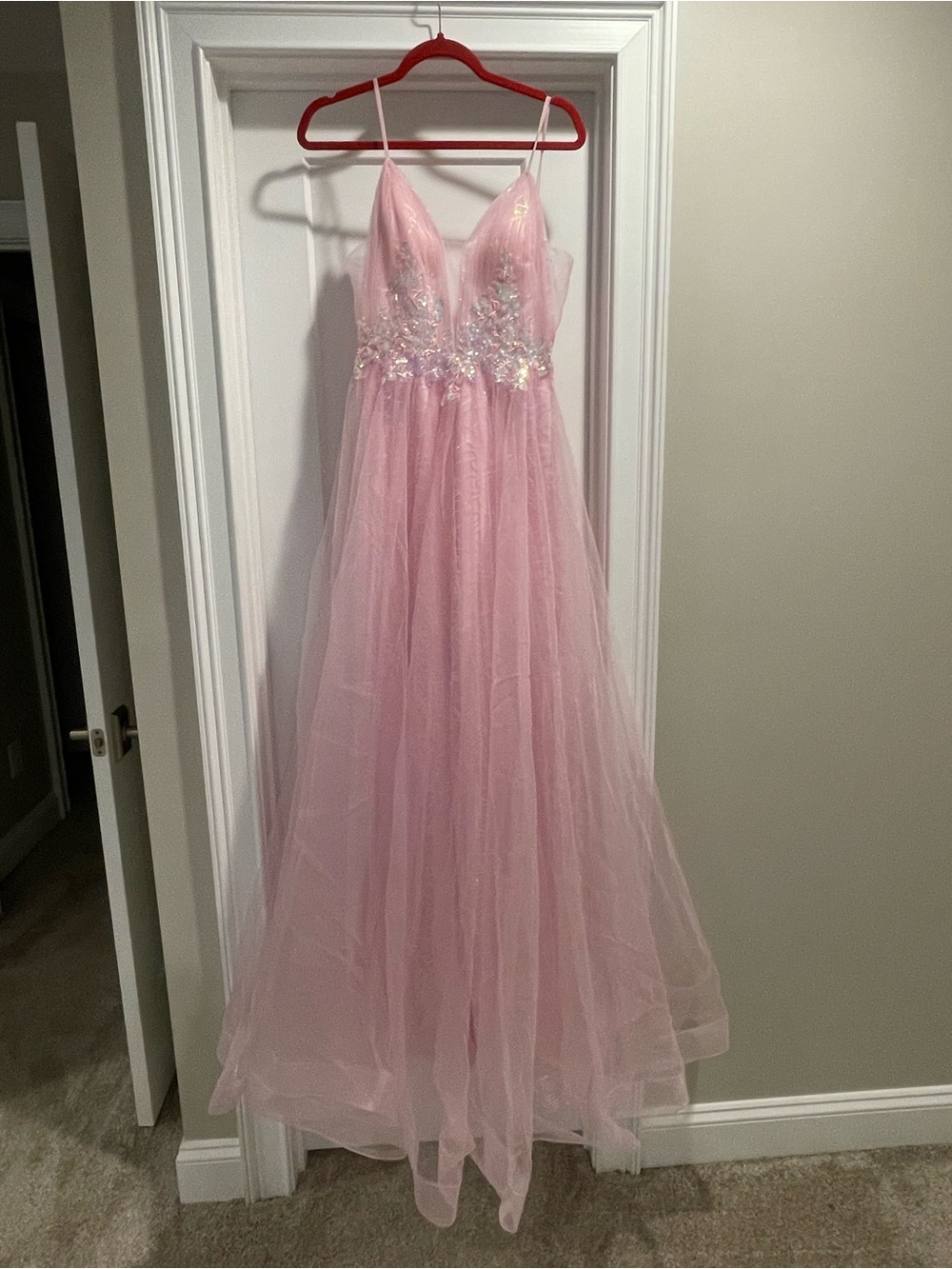 JVN by Jovani Light Pink Sparkle Tulle Formal Dress for Girls